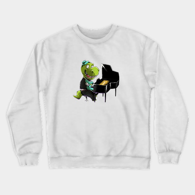 Dinosaur Piano Player Crewneck Sweatshirt by iHeartDinosaurs